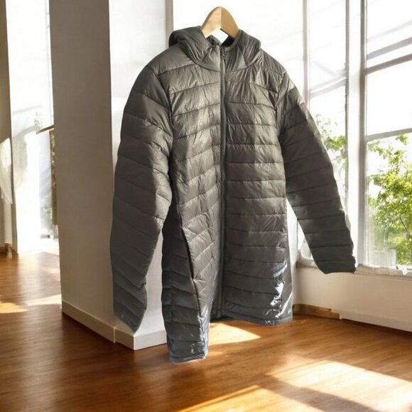 NWT WIND RIVER Mid-length Puffer Parka Light-weight Hooded Jacket Gray - Picture 2 of 16